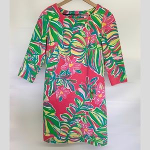 Lilly Pulitzer Charlene Jungle Tumble 3/4 Sleeve Shift Dress Size M